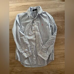 Ralph Lauren Blue and White Striped Button Down Shirt